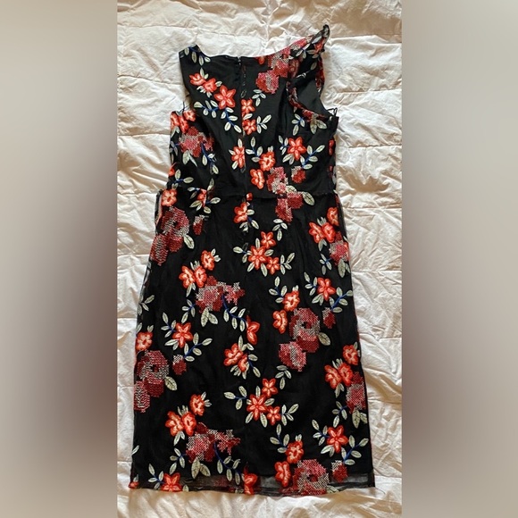 Sam Edelman Dresses & Skirts - Sam Edelman Black Midi Dress with Red Floral Embroidery
